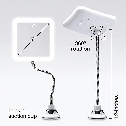Miniatura 7 de Fancii Espejo de Aumento Flexible 10x con 3 Ajustes de Luz LED, Recargable - Espejo de Maquillaje Iluminado con Cuello de Ganso para Baño, Montaje