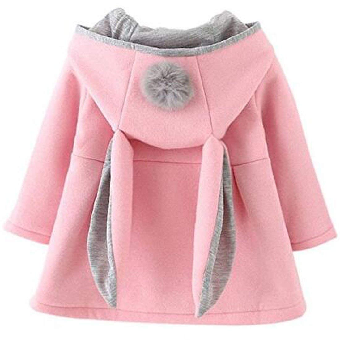 ShangSRS Baby Girls Cute Rabbit Ears Cloak Hooded Autumn Winter Warm Coats Jackets Outerwear (Pink, 100/3 Years)
