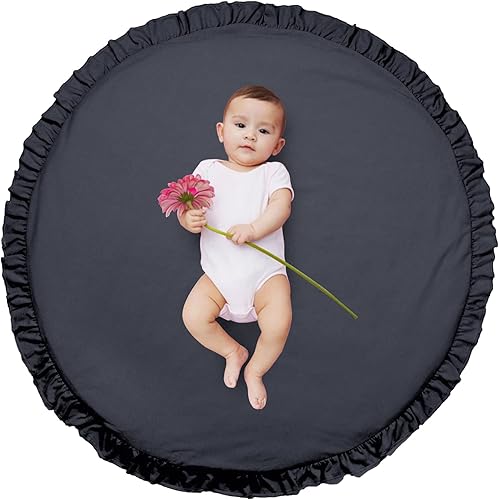 ABREEZE Tapete de juego de algodón para bebé, tapete suave para gatear, color blanco, desmontable, lavable, tapete de juego para niños, tapete