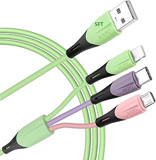 Multi Charging Cable 5FT, 2Pack 3 in 1 Multiple USB Charger Cable Universal Phone Charger Cord Adapter with IP/USB C/Micro USB Port, for Phone 15 14 Pro Max/Samsung Galaxy/Pixel/Tablets and More
