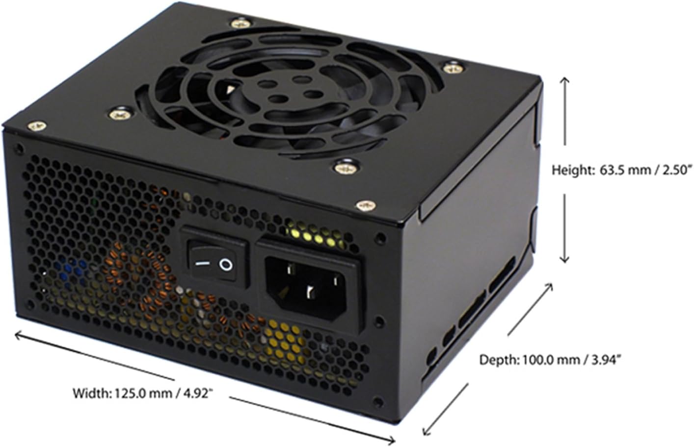 Diagram of FSP400-60GHS(85)-R output connectors: Main 24 Pin, P4 | EPS 4+4 Pin, PCI-E 8 Pin (6+2), Molex 4 Pin, Serial ATA 15 Pin, FDD 4 Pin