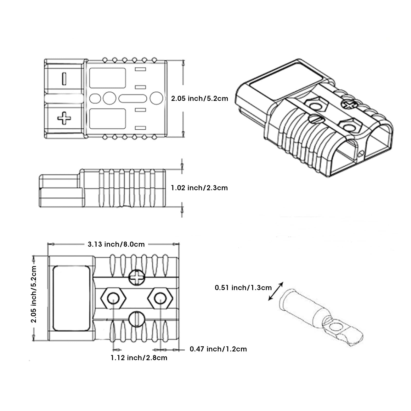 Kit de Connecteur Rapide pour Treuil électrique de Voiture, 175 Ampères, 1/0 Awg, Prise de Remplacement PC Ignifuge pour Composants de VTT et Accessoires Automobiles