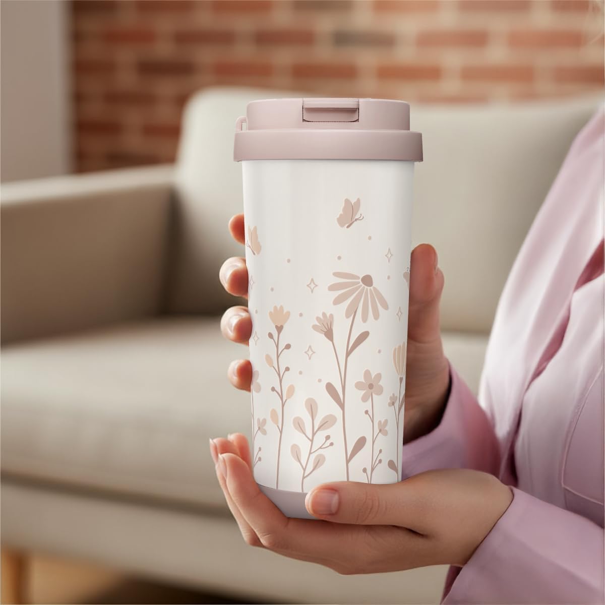 SANDJEST Floral Tumbler Stainless Steel 2-in-1 Lid Coffee Tumbler 18 oz, Insulated Travel Mug Gift for Women Teen Girls, Birthday Christmas - Image 8