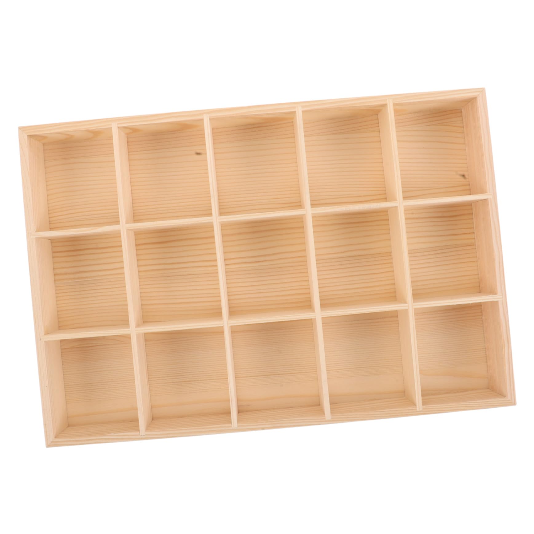 Boîte de rangement compartimentée bois Mikikit 15 grilles avec fermoir