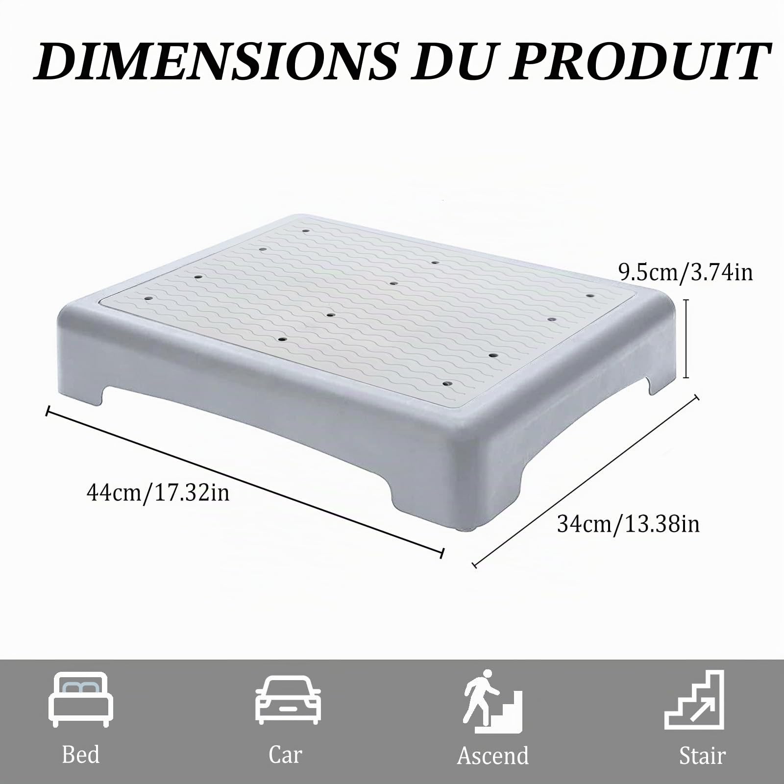 Demi-marches Antidérapantes,Demi-Marche Intérieure/Extérieure,Marche d Exterieur avec Surface antidérapante et Pied, Antidérapant Demi Marche Empilable,Escabeaux de Sécurité pour Personnes âgée (Gris)