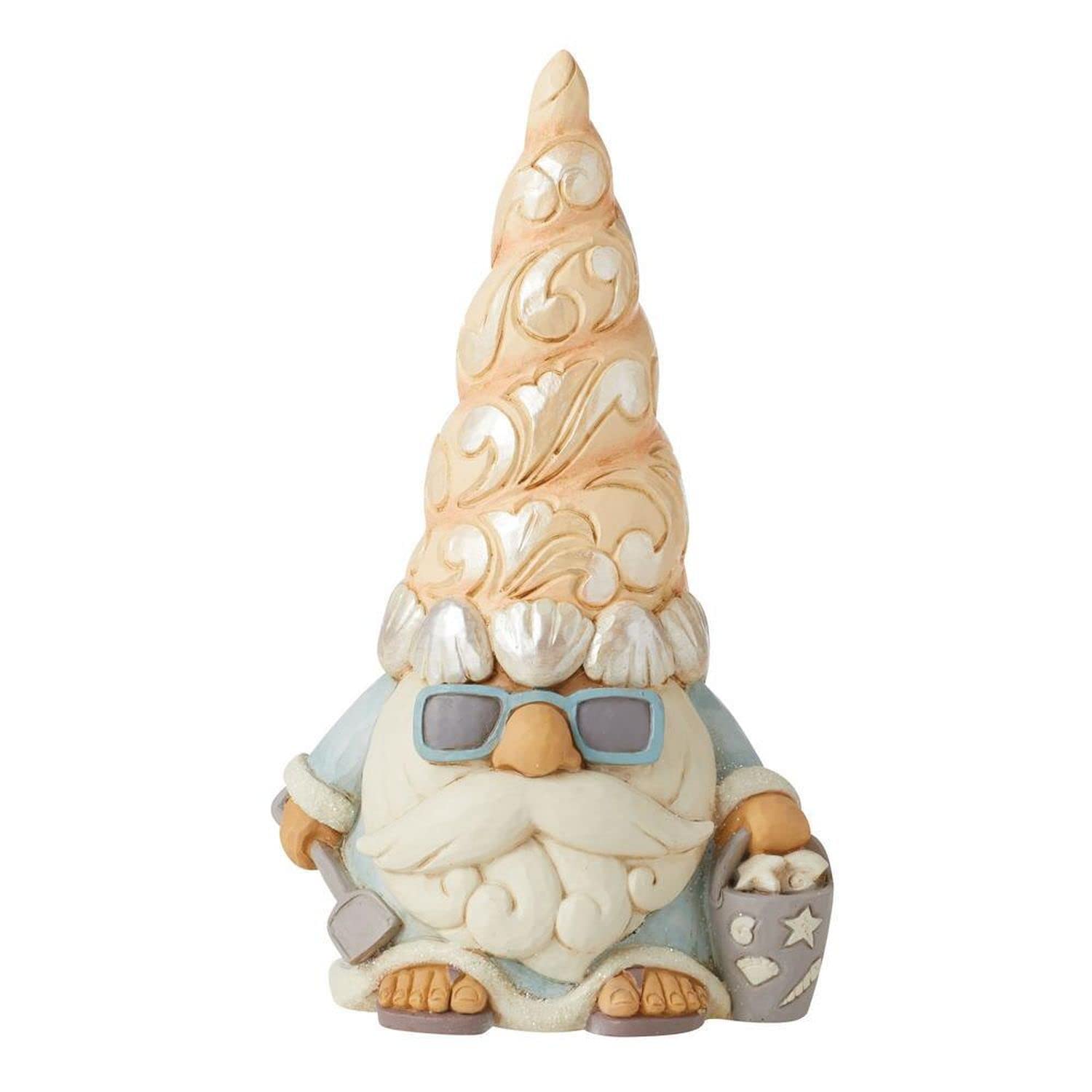 EnescoJim Shore Heartwood Creek Coastal Seashell Gnome with Sunglasses Figurine, 6.14 Inch, Multicolor