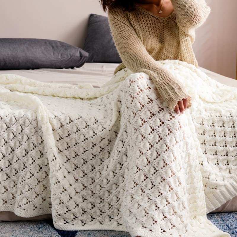 Strickdecke Mit Pompons – Superweich, 130x160 Cm, Senfgelb, Für Sofa & Bett
