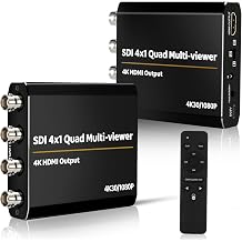 41 SDI Multi-Viewer Quad Screen Splitter, 4 Channel HD/3G-SDI Input to HDMI Output Switcher, 10 Display Modes Seamless Switching, Supports 4K@30Hz for Conference Live Broadcast Monitoring