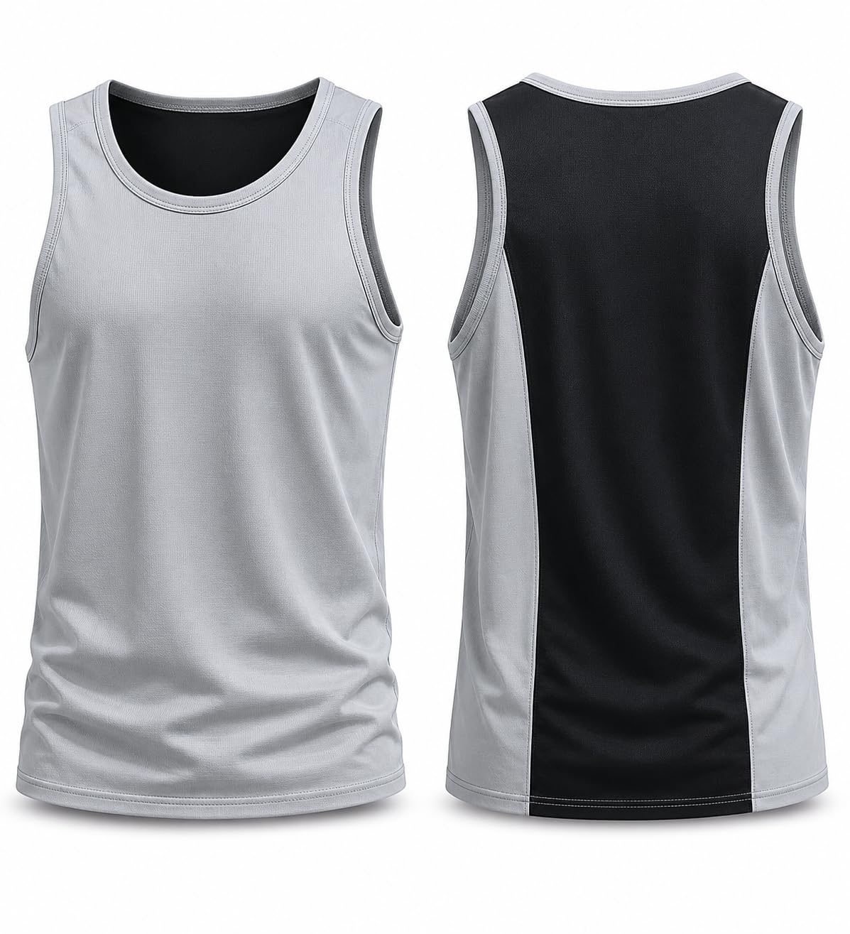 VYRON Tank Tops Sleeveless T-Shirt for Men Gym Wear Vest Solid Stylish Round Neck Running for Sports Workout Fitness & Casual or Beach Wear Grey-Black-image-8