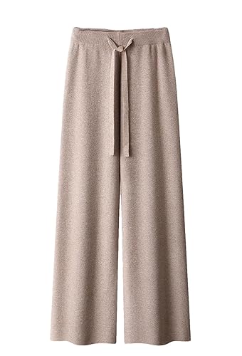 Women's Solid Knitted Wide Leg Pants 100 Percent Cashmere Pants