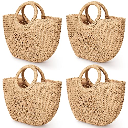 Mixweer 4 Pcs Straw Tote Bags
