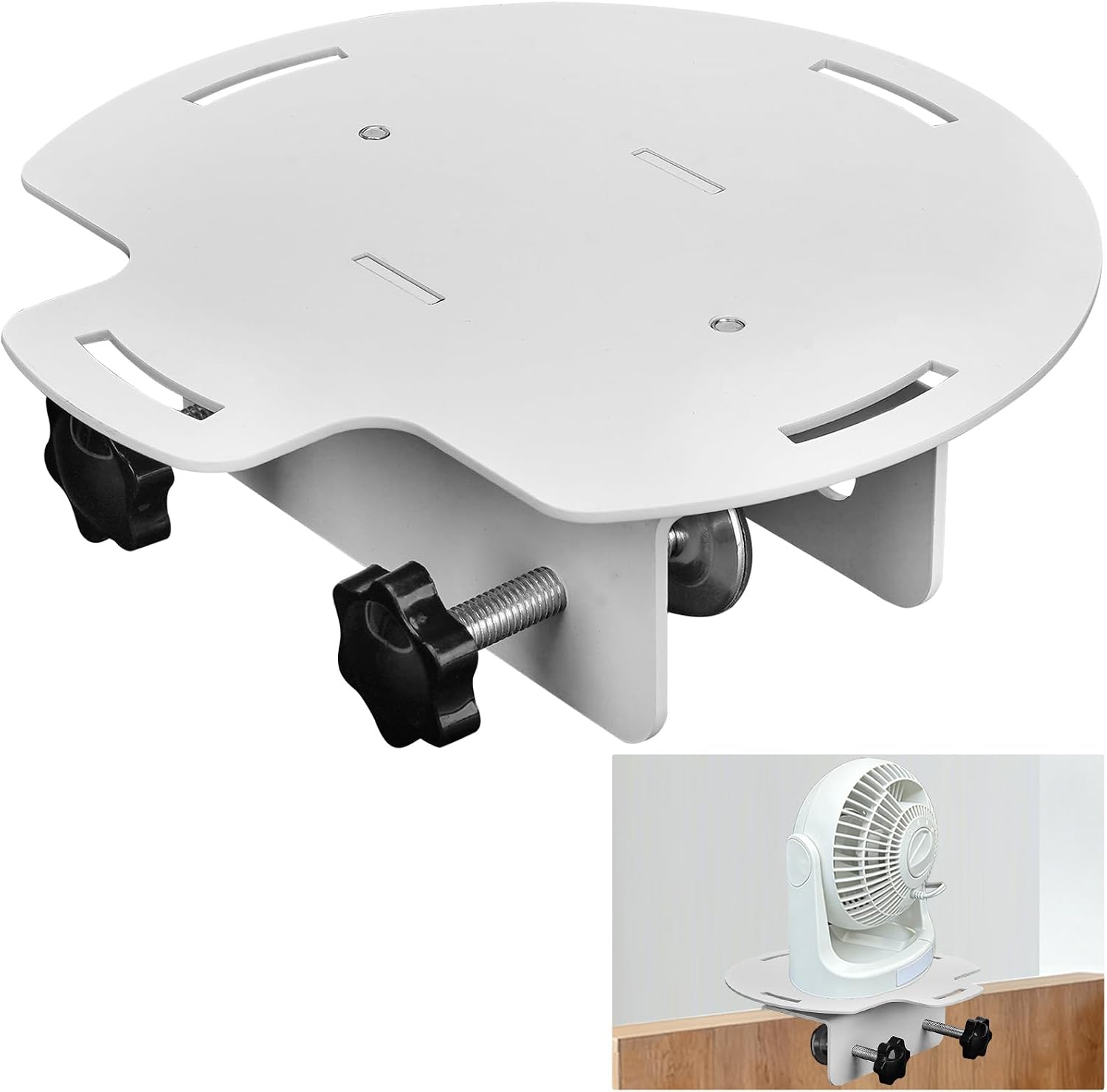 Bunk Bed Fan Holder, Adjustable Fan Holder for Dorm Room, Bunk and Lofted Bed, Office Use, College Room Essentials (White)