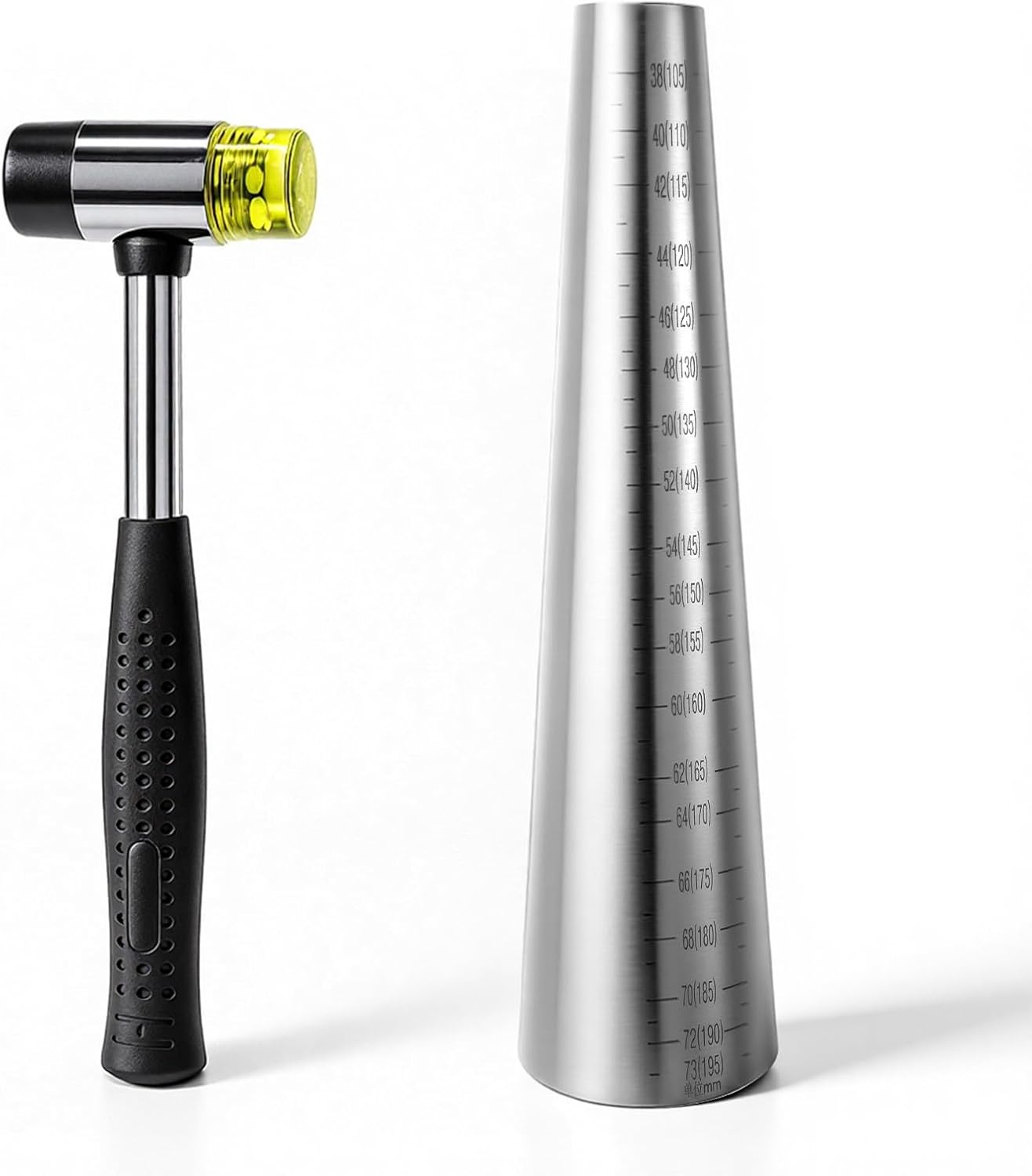 Bracelet Mandrel Sizer Set Including Two Way Rubber Hammer Stainless Steel Bracelet-Mandrel with Graduated Adjust Bracelet Making Jewelry-Making Tool for Jewelry Repair Making