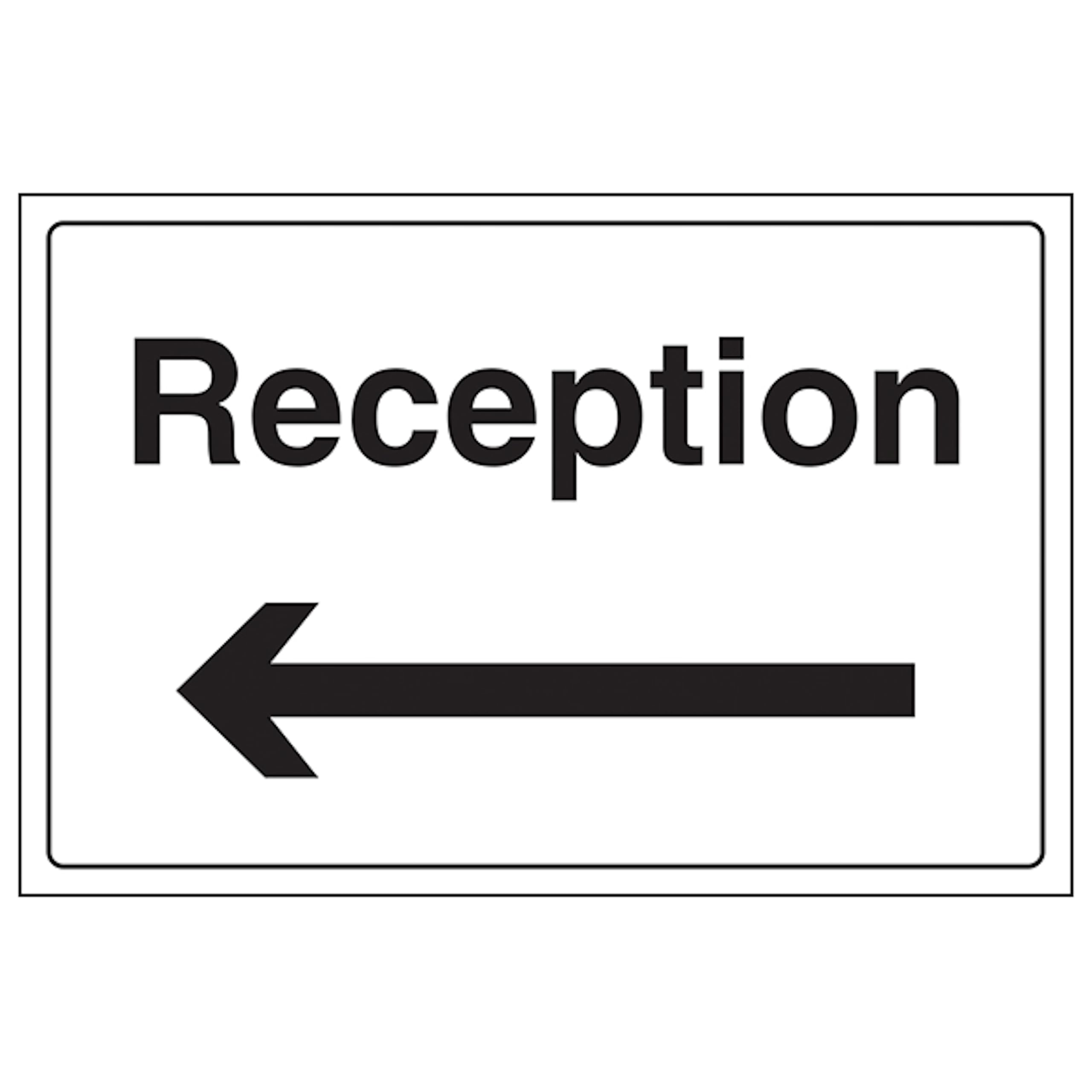 V Safety Reception With Arrow Left 300 x 200 mm - 2mm Super-Tough Rigid Plastic Safety Sign