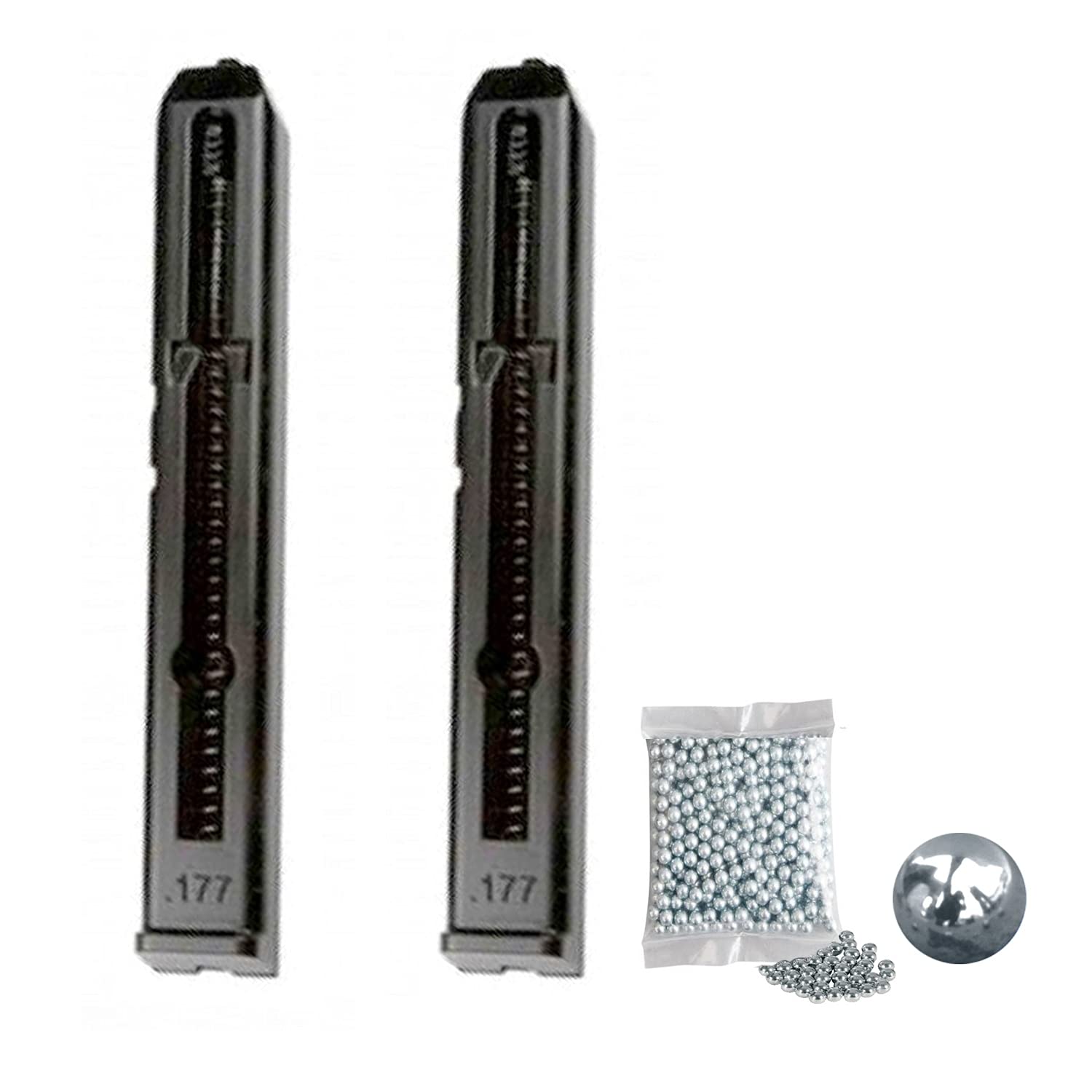 Cargador para Pistola de balines Gamo GP-20 y Beretta Elite II de Umarex (2 Unidades) + Bolas de Acero BB's Calibre 4,5mm
