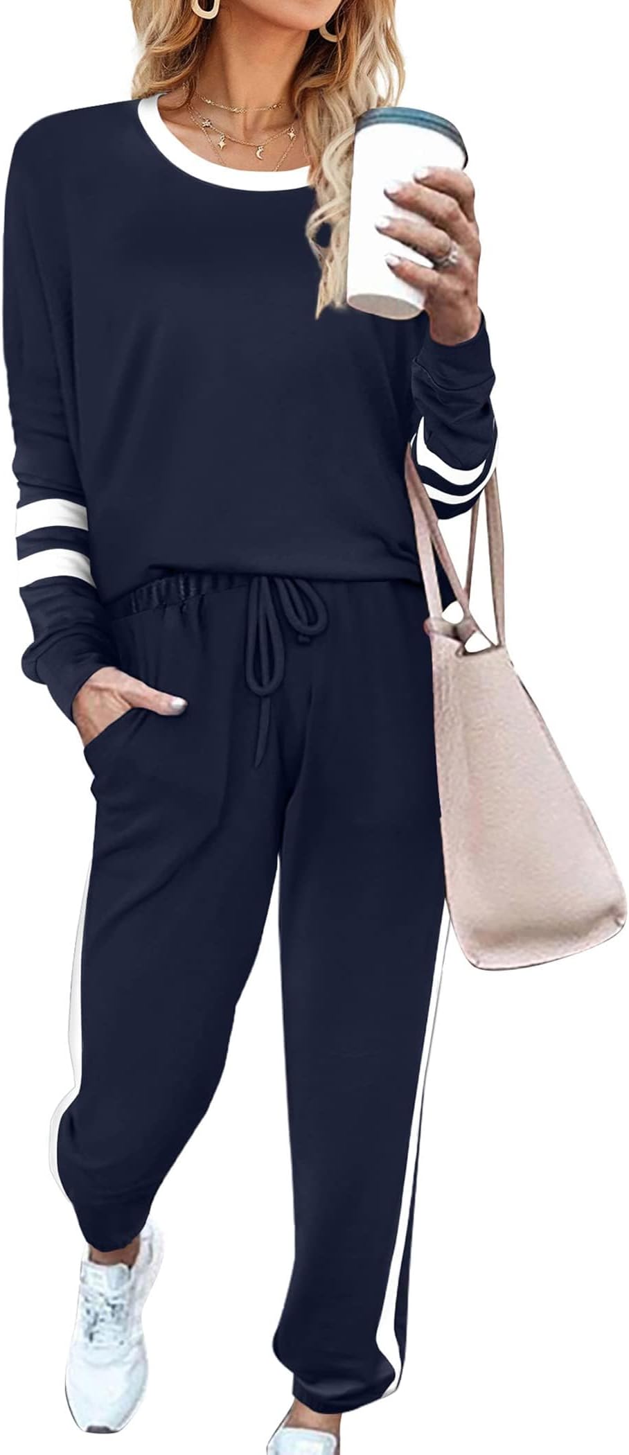 Airport Outfits for Women Lounge Wear Sets Coord Long Sleeve Shirt with Pant Suits Tracksuit Womens Sweatsuit Casual