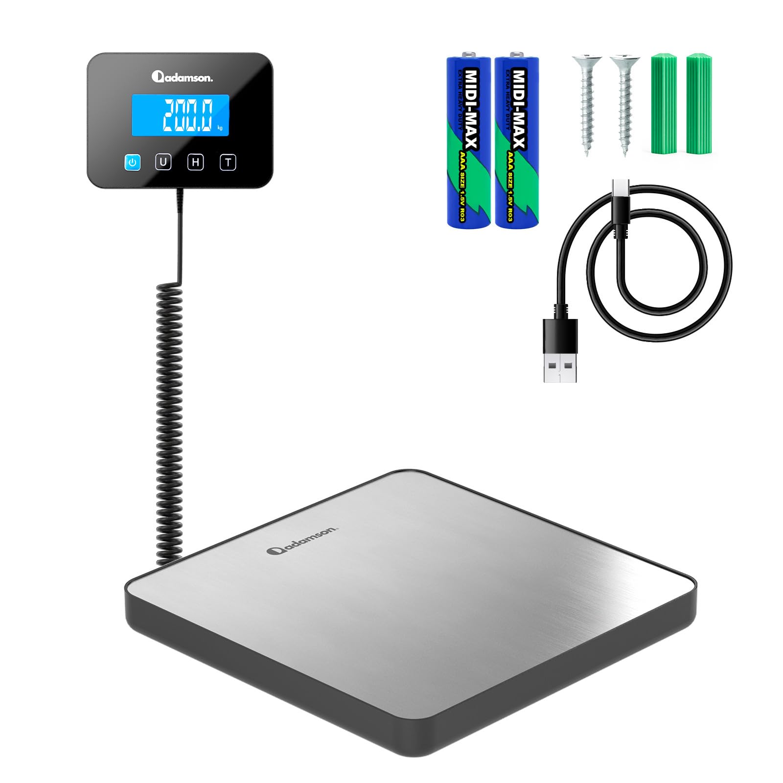Bilancia Professionale 200 kg/10 g Alta Precisione con Funzione Hold/Tara per Pacchi Bagagli Uso Industriale