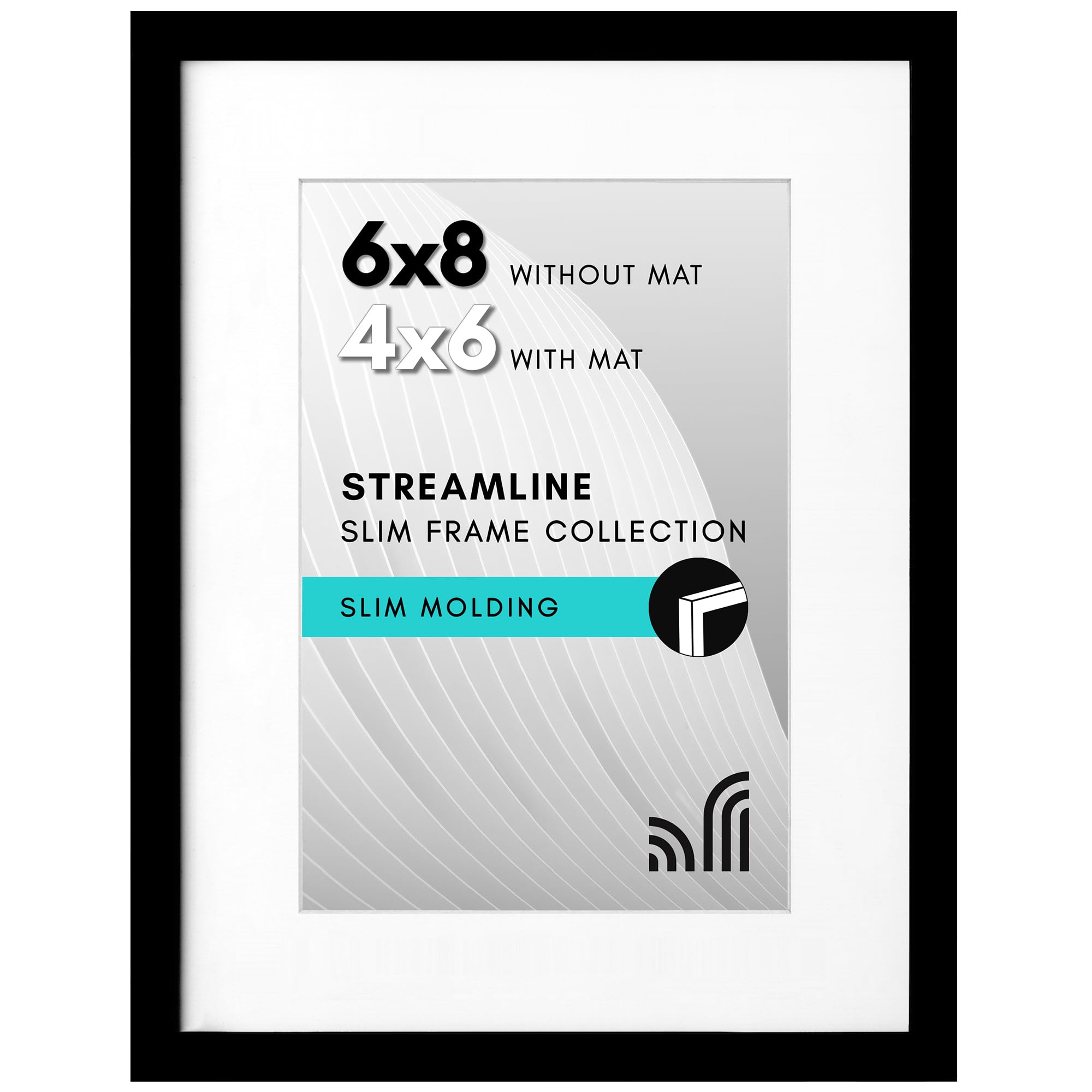 Americanflat 8x6 Photo Frame in Black - Use as Thin Border 6x4 Photo Frame with Mount or 8x6 Frame without Mount - Horizontal and Vertical Formats for Wall and Tabletop