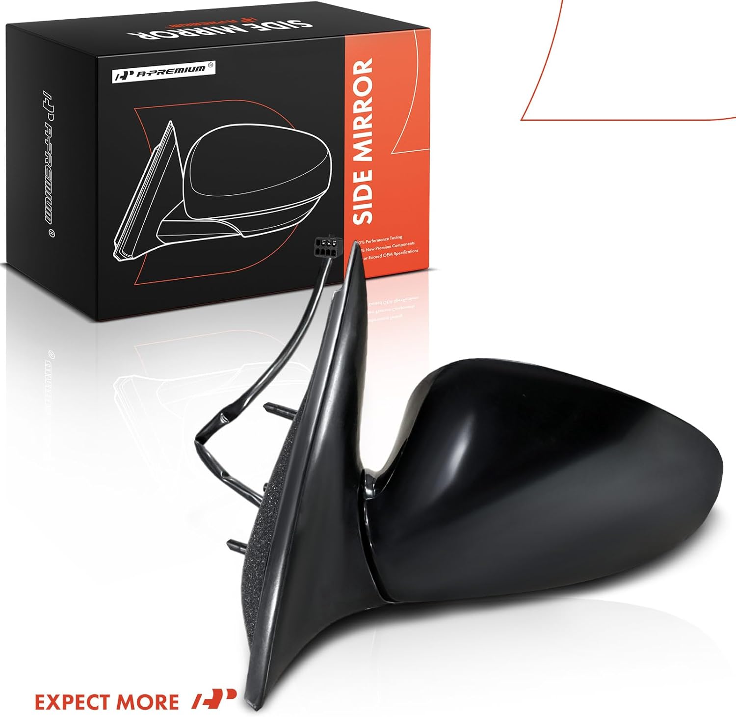 A-Premium Driver Side Power Door Mirror - Compatible with Buick Regal 1997-2004, Century 1997-2005 & Oldsmobile Intrigue 1998-2002 - Non-Heated Manual Folding Smooth Black Outside Rear View Mirror