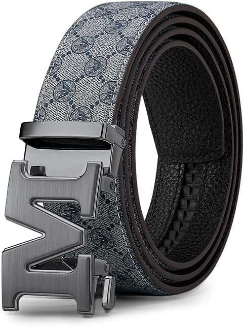 VANNANBA Letter M Belt for Men,Luxury Stylish Designer Belts with M Buckle Gold Black