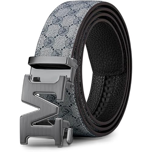 VANNANBA Letter M Belt for Men，Luxury Stylish Designer Belts with M Buckle Gold Black