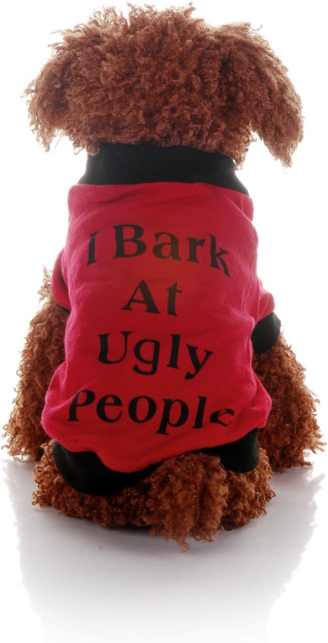 Howstar Pet Shirt, Cute Puppy Dog Clothing Summer Cool Vest for Pet Sweatshirt I Bark at Ugly People (M, Black) (Small, Black)