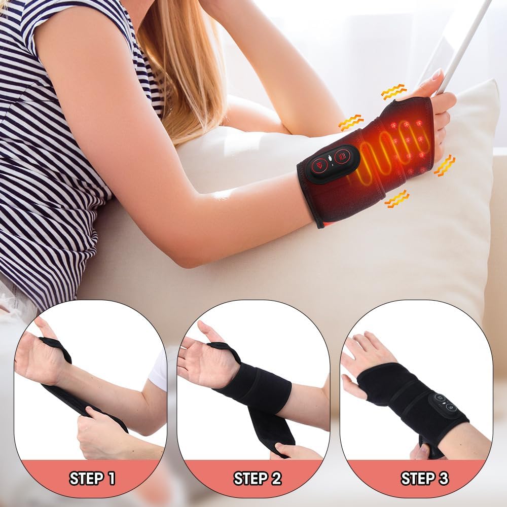Far Infrared Heating Wrist Brace with Vibration Massage, USB