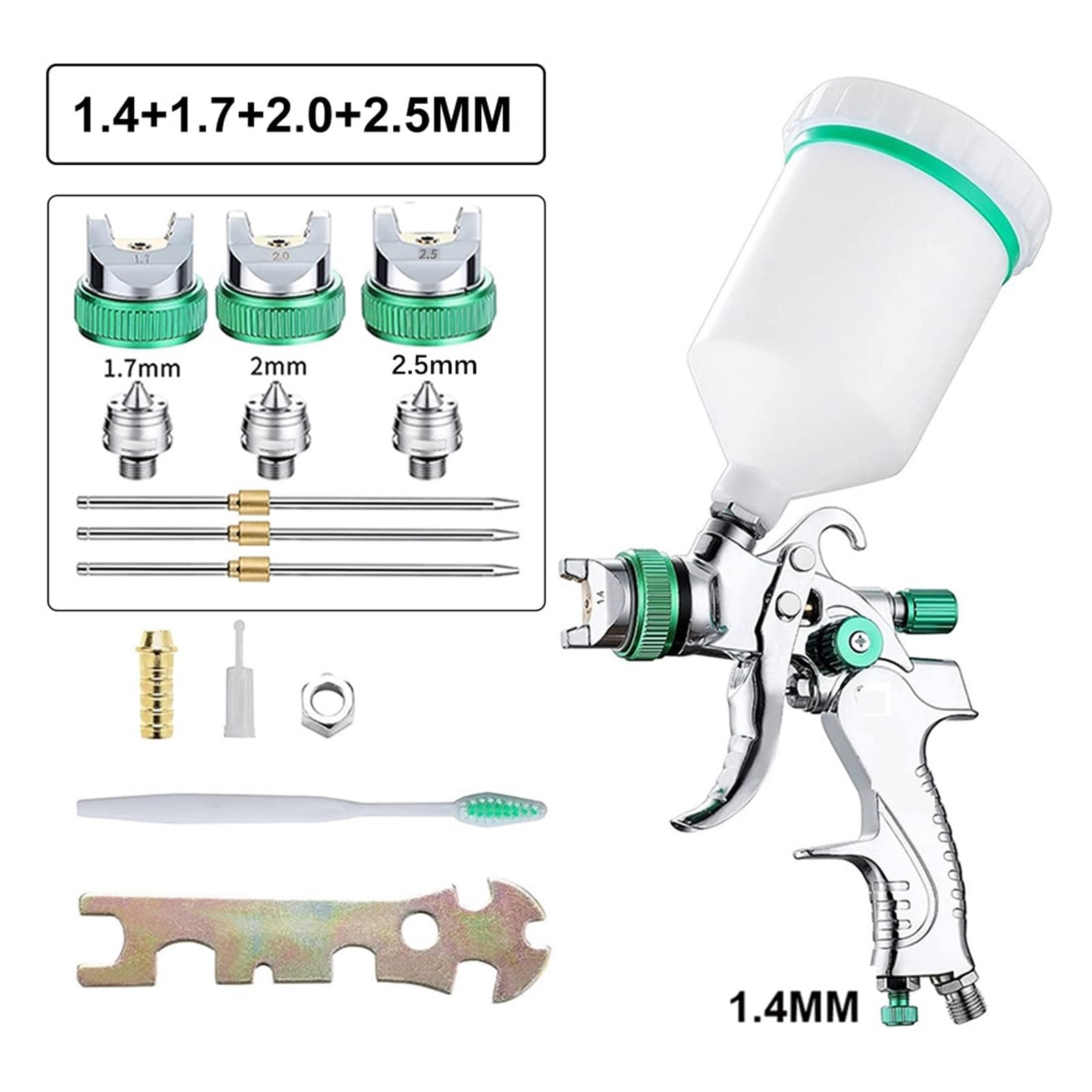 Pistolet natryskowy, Pistolet Natryskowy 1,4/1,7/2,0/2,5 Mm Pistolet Natryskowy Z Dyszą Stalową DIY Zestaw Farb W Sprayu Przenośny Pistolet Do Malowania Samochodu | SET D