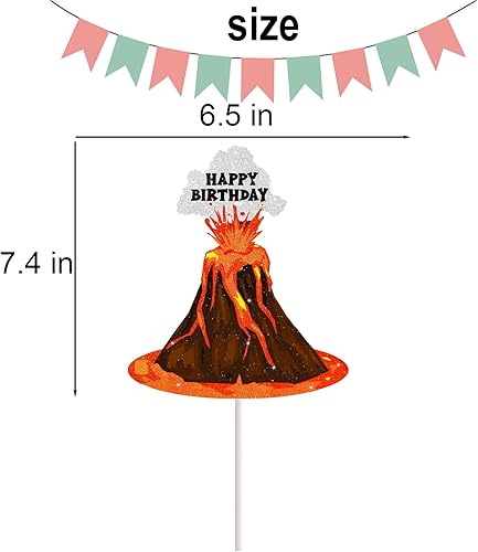 Miniatura 4 de Decoración de pastel de volcán para niños y niñas, extinción de dinosaurios, volcán de lava magma, suministros de fiesta temática de volcán,