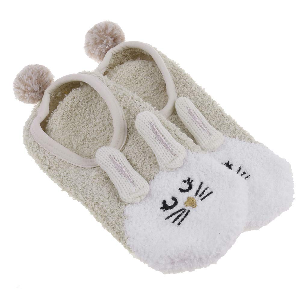 Geneic Women's 3 1Pair Winter Fuzzy Warm Slipper Floor Socks Cute Cartoon Animal Embroidery Coral Velvet Hoisery Footlet Sock Sleeping Warmer