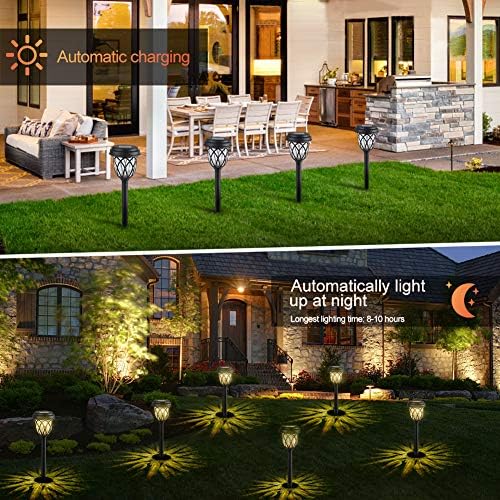 GEEDIAR Solar Lights Outdoor - New 6 Pack Solar Garden Lights with Double Waterproof, LED Solar Path Lights for Landscape, Patio, Yard, Dusk to Dawn Auto On/Off (Warm White)