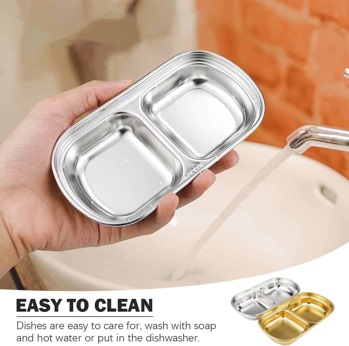 2Pcs Dipping Sauce Tray 2 Compartment Appetizer Serving Trays Snack Dishes for Soy Sauce, Ketchup, Seasoning, 5.9x3.3 Inch