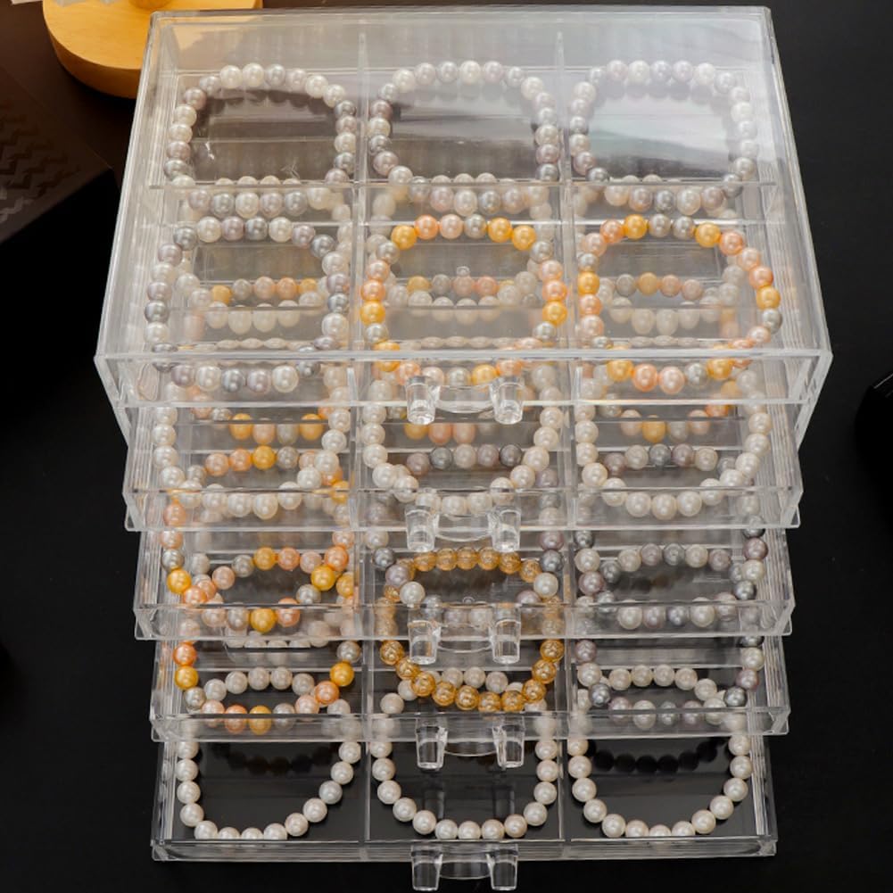 YUFONG Earring Storage Box Organizer 5 Drawers Jewelry Organizer Acrylic Jewelry Storage Box Holder Compartment Transparent Display Storage Case Gift for Women Girls (30 Girds)