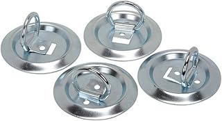 (Set of 4) 4-1/8 in. D-Ring Rust Free 800 Lbs Load Wall or Floor Surface Mounted Rope Rings Tie Down Secure Straps Transporters Car Truck SUV Boat