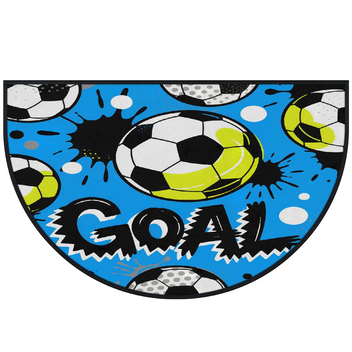 Große halbrunde Fußmatte, Fußballtor, rutschfest, saugfähig, halbrund, Eingangsbereich, niedlich, weich, halbrund, waschbar, Teppich für Küche, Badezimmer, Schlafzimmer, 160 x 100 cm
