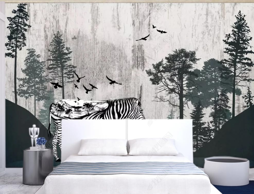Papier peint intissé forêt de zèbres grand format décoration murale salon