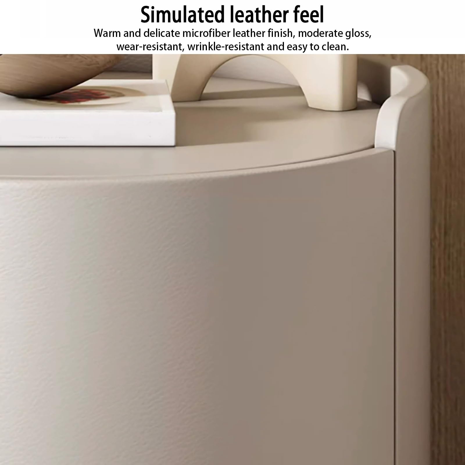Mesita de Noche Moderna Minimalista de Madera Maciza Blanca con cajones de Almacenamiento, mesita de Noche Redonda para Dormitorio, cómoda Lateral compacta de Madera o Mini Armario.