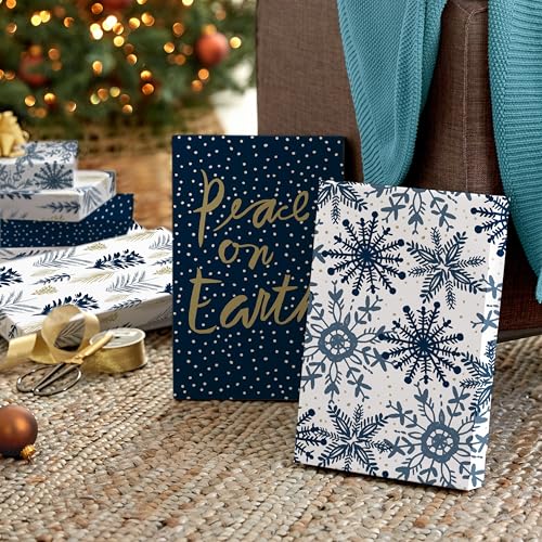 Hallmark Medium Christmas Gift Boxes with Lids (12 Shirt Boxes, White Snowflakes and Stripes on Kraft) for Holiday Parties, Winter Weddings, Bridal Showers - Image 3