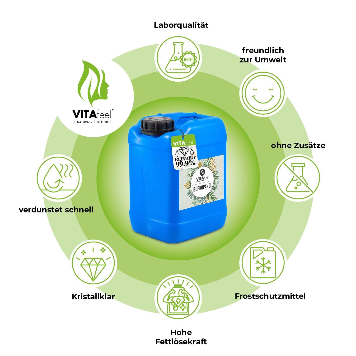 Isopropanol 5 litros – Alcohol isopropílico 99,9% desengrasante | Alto porcentaje de IPA | Calidad Premium - VitaFeel