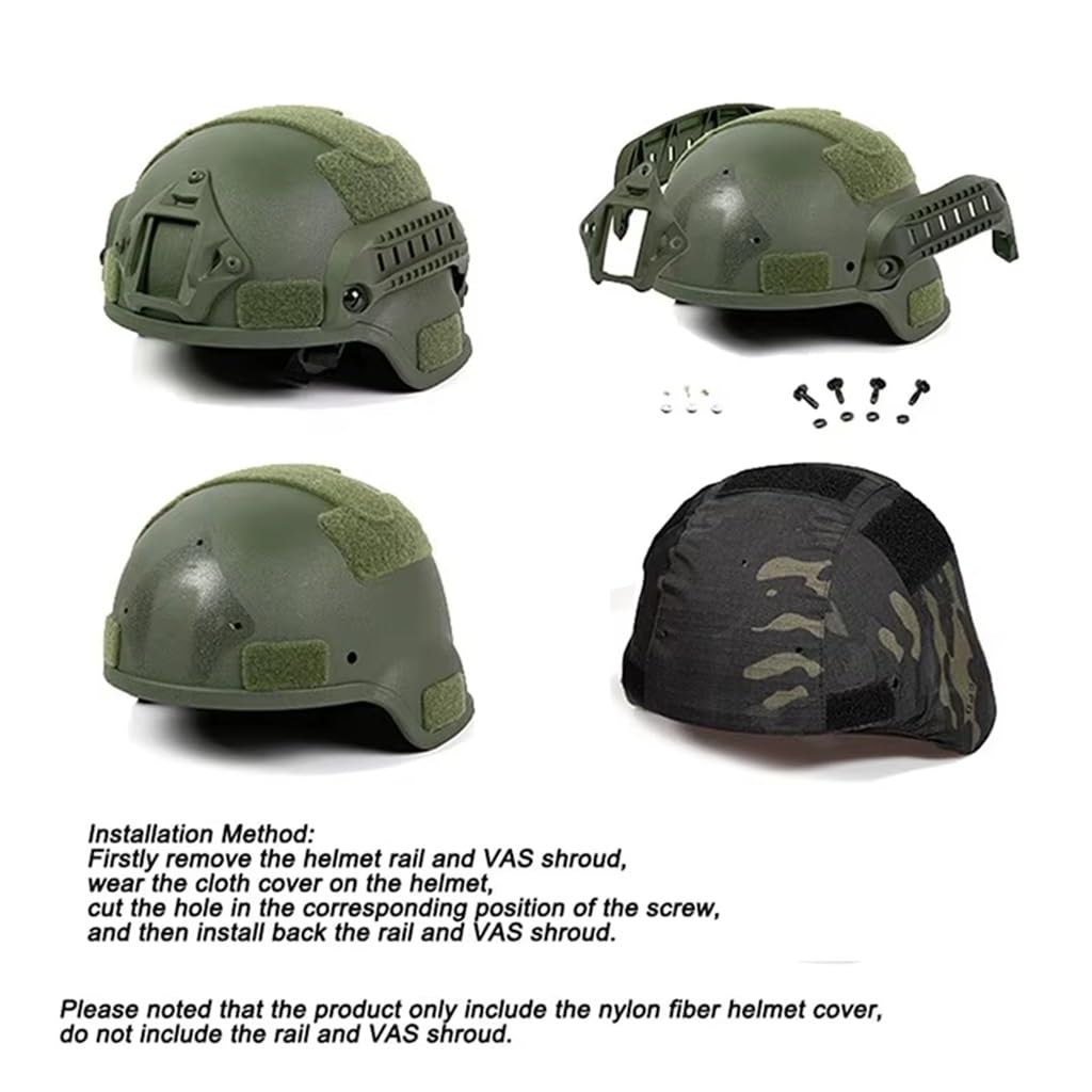 Funda Tela Casco Mich 2000 Camuflaje Táctico Accesorios Resistentes Arañazos para Airsoft Paintball Caza