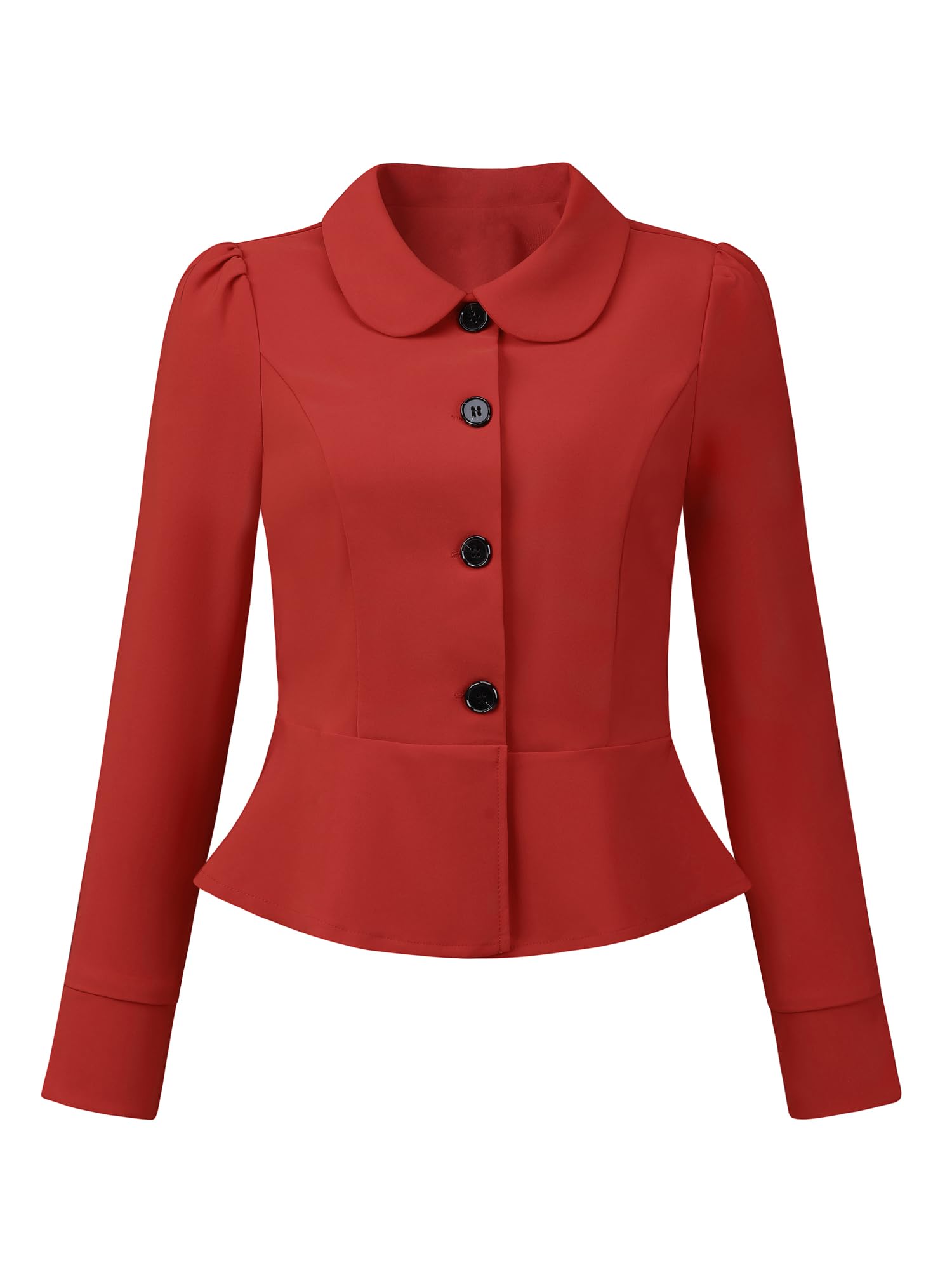 Allegra K Peplum Blazer for Womens Peter Pan Collar Ruffle Hem Elegant Office Work Blazers