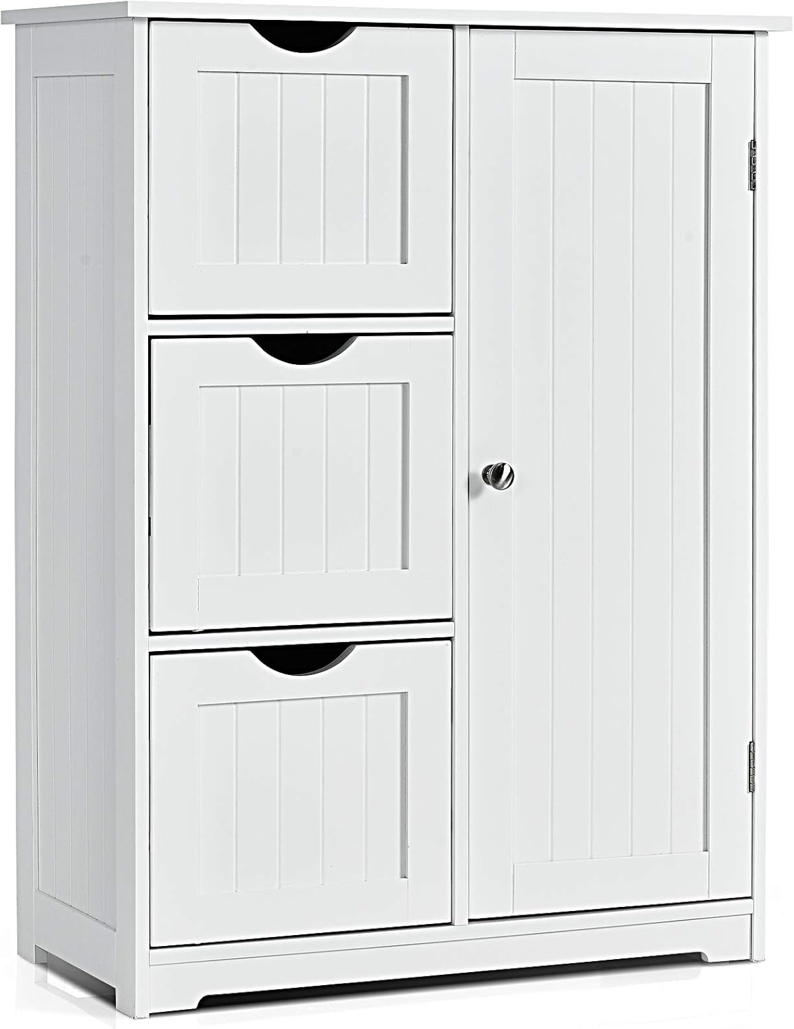 Giantex Bathroom Floor Cabinet, Wooden Storage Cabinet with 1 Door & 3 ...