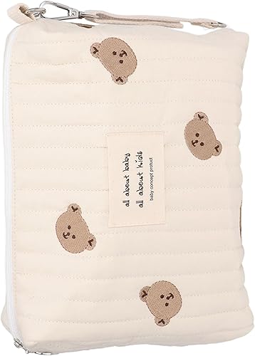 Miniatura 9 de Bolsa de pañales, bolsa de mano acolchada de algodón con bonito patrón para pañales con ganchos para cochecito, bolsa de pañales portátil para