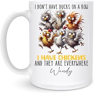 I Have Chickens Personalized Name Mug Funny Fluffy Crazy Hen Cartoon Coffee Cup Wild Rooster Group Custom Farm Animal Ceramic Drinkware Backyard Poultry Lover Art Gift 11oz 15oz