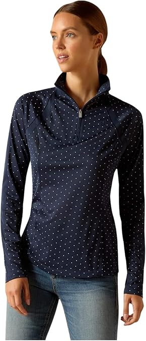 Grande Chemise Soleil Fille Ariat Marine à Pois Manches Longues équitation