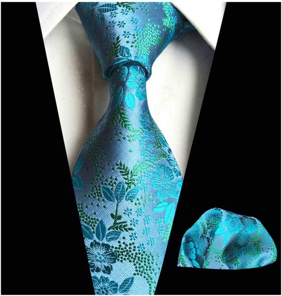 Mens Cravat Tie Set Luxury Floral Pattern Wedding Necktie with Pocket Square Set - Image 5