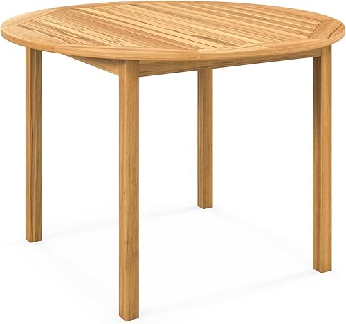 Miniatura 10 de Tangkula Mesa de comedor cuadrada para exteriores, mesa de comedor de madera de acacia para 4 personas con agujero para sombrilla de 1.9 pulgadas,