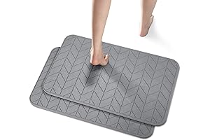 2 Pack Diatomaceous Earth Shower Mat: Stone Bath Mat That's Super Absorbent, Fast-Drying, and Nonslip