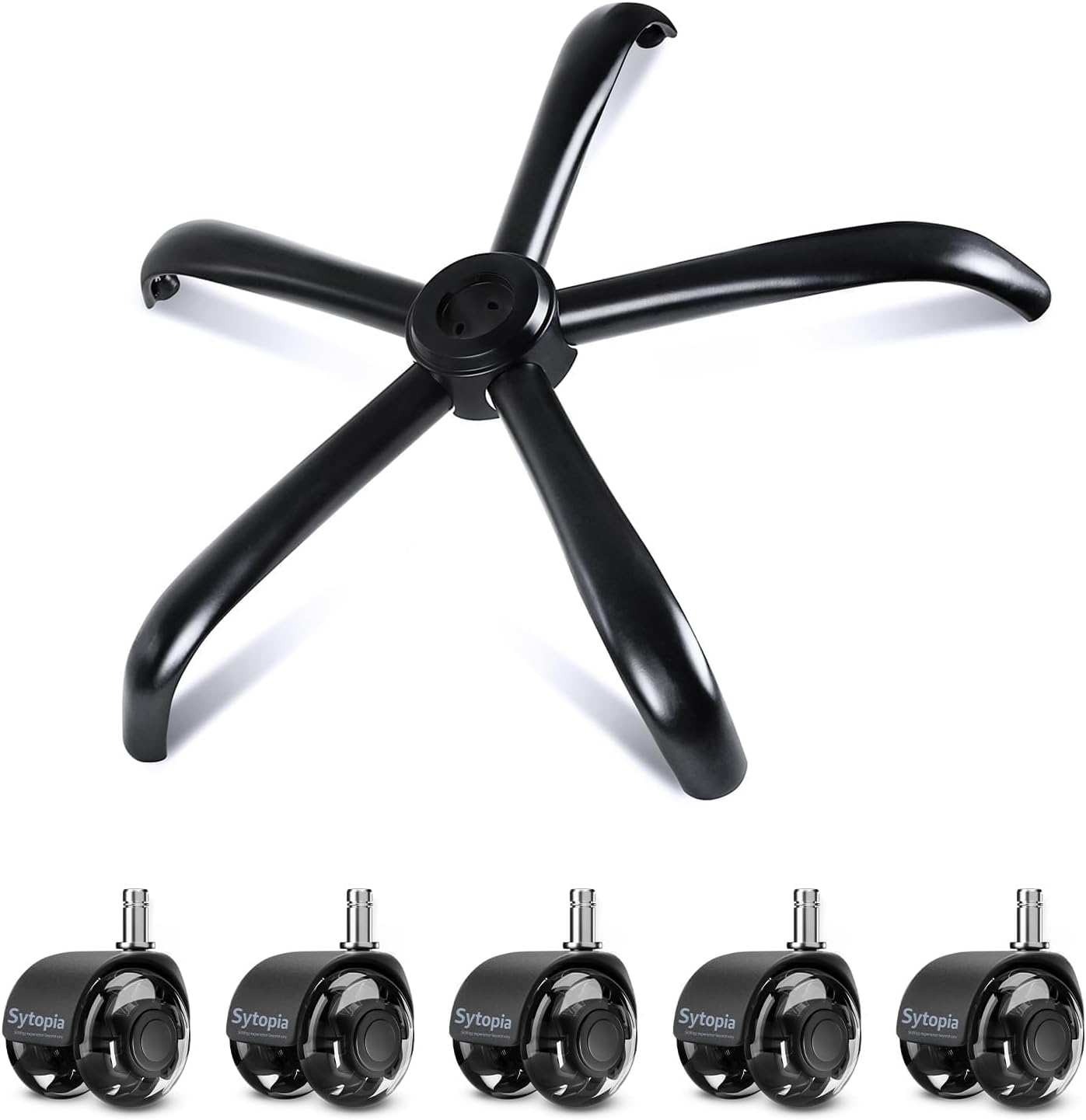 MASTERY MART 28"(70 cm) Metal Heavy Duty Office Chair Base Replacement with 5 Wheels, 2500 Lbs, Desk Chair Gaming Base Replacement Parts, Matte Black