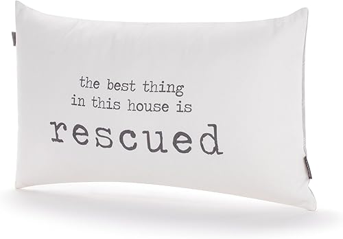 Miniatura 2 de DEMDACO The Best Thing in This House is Rescued - Almohada interior de 21 x 12 pulgadas, 100% algodón exterior y relleno de fibra de poliéster